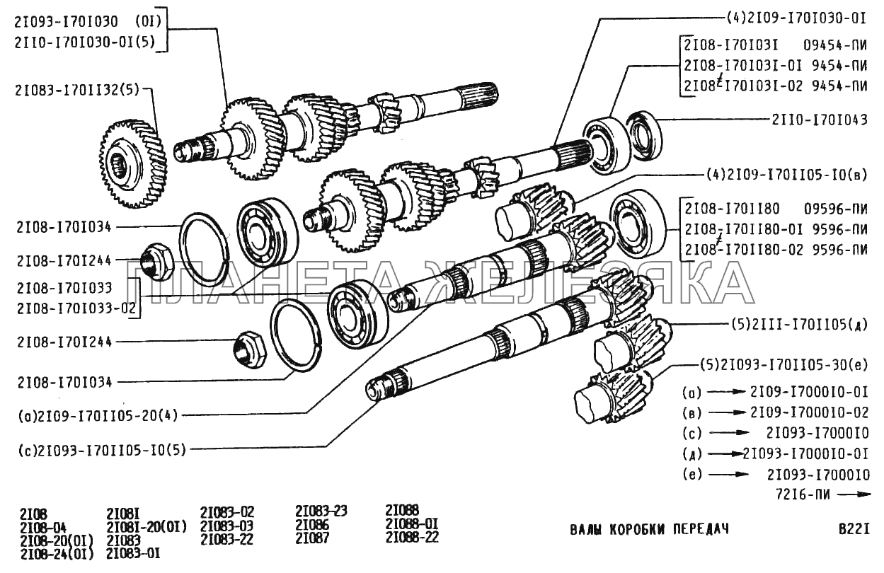 Валы коробки передач ВАЗ-2108