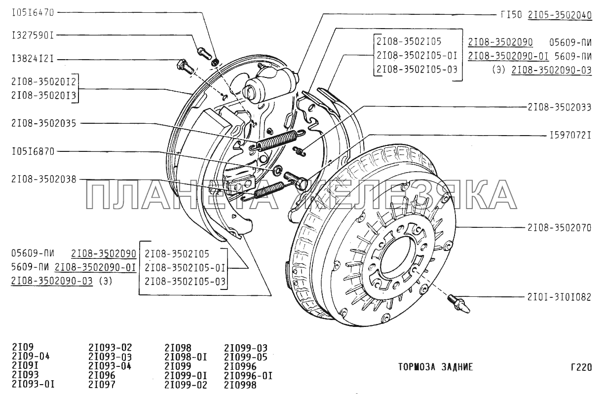 Тормоза задние ВАЗ-21099