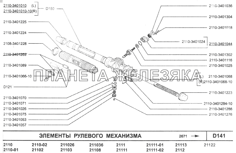 Элементы рулевого механизма ВАЗ-2110 (2007)
