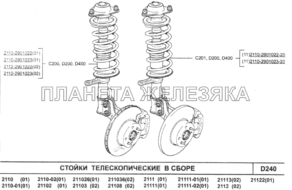 Стойки телескопические в сборе ВАЗ-2110 (2007)