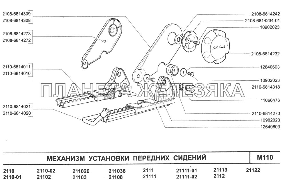 Механизм установки передних сидений ВАЗ-2110 (2007)