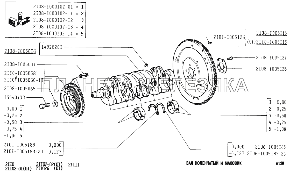 Вал коленчатый и маховик ВАЗ-2110