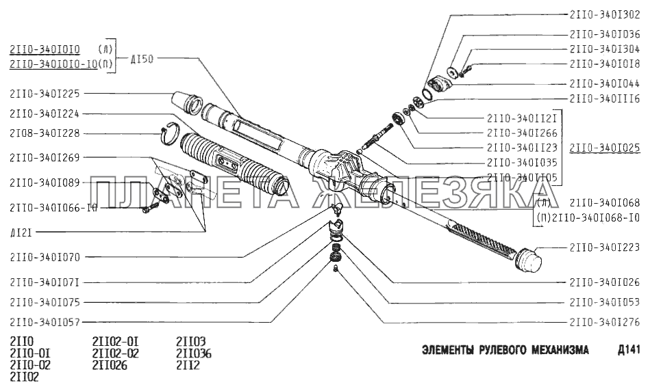 Элементы рулевого механизма ВАЗ-2111