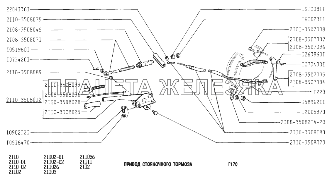 Привод стояночного тормоза ВАЗ-2110