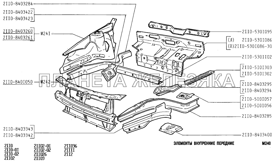 Элементы внутренние передние ВАЗ-2110