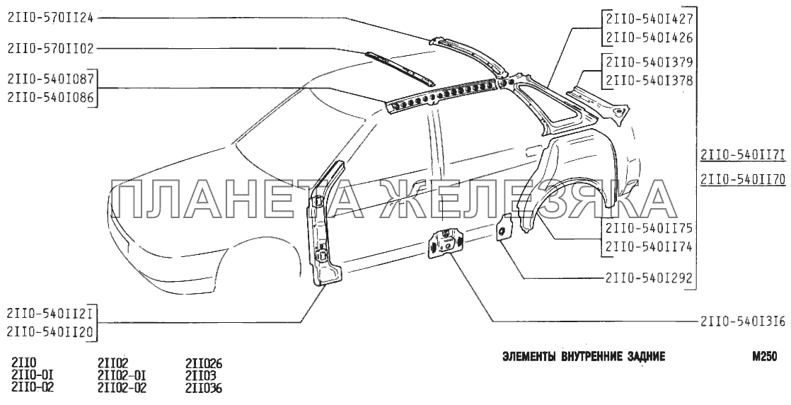 Элементы внутренние задние ВАЗ-2110
