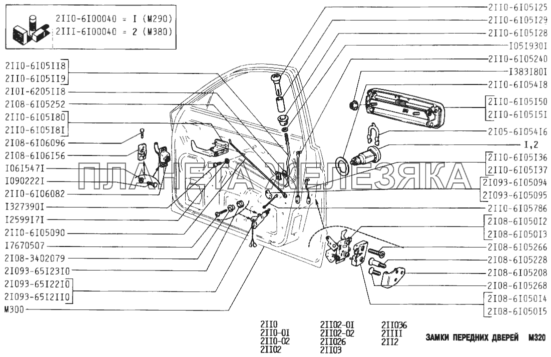 Замки передних дверей ВАЗ-2110