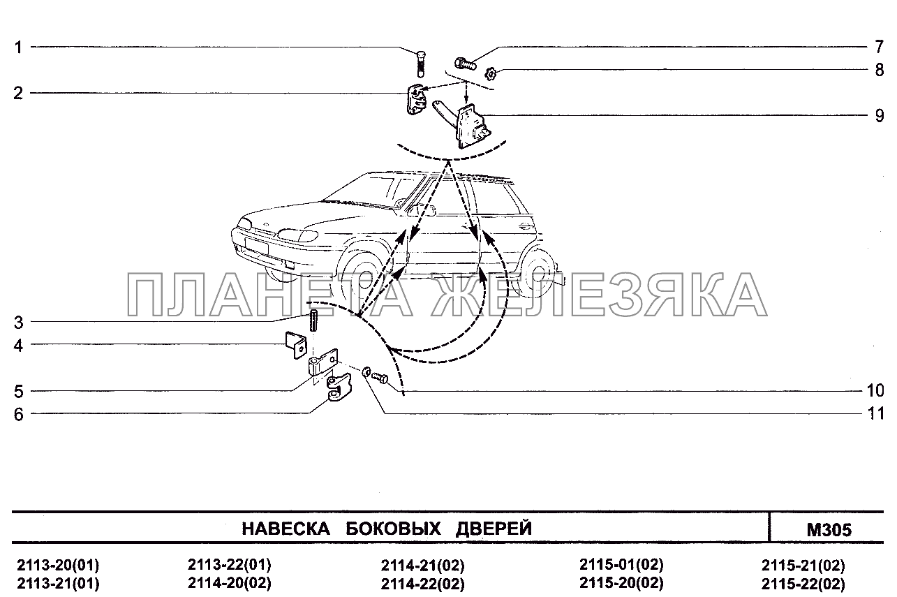 Навеска боковых дверей ВАЗ-2113