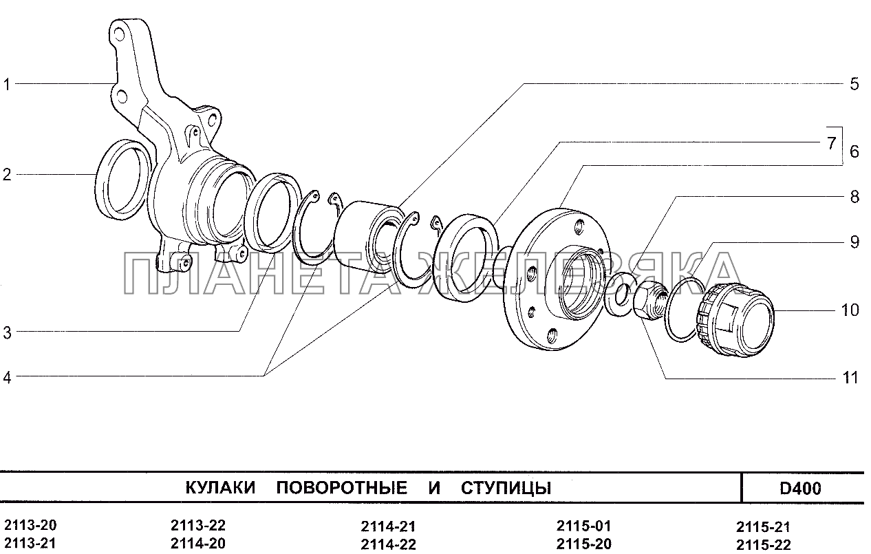 Кулаки поворотные и ступицы ВАЗ-2114