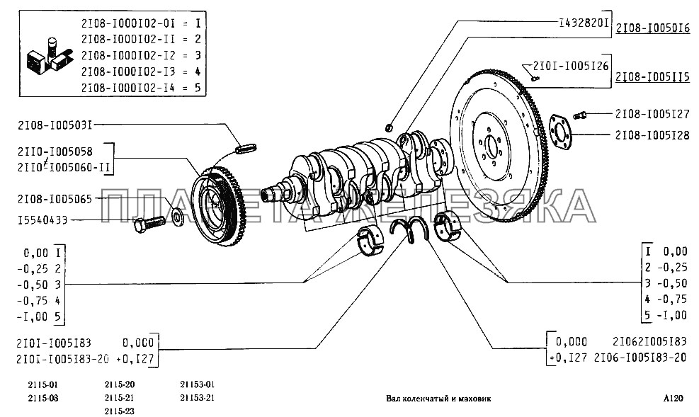 Вал коленчатый и маховик ВАЗ-2115