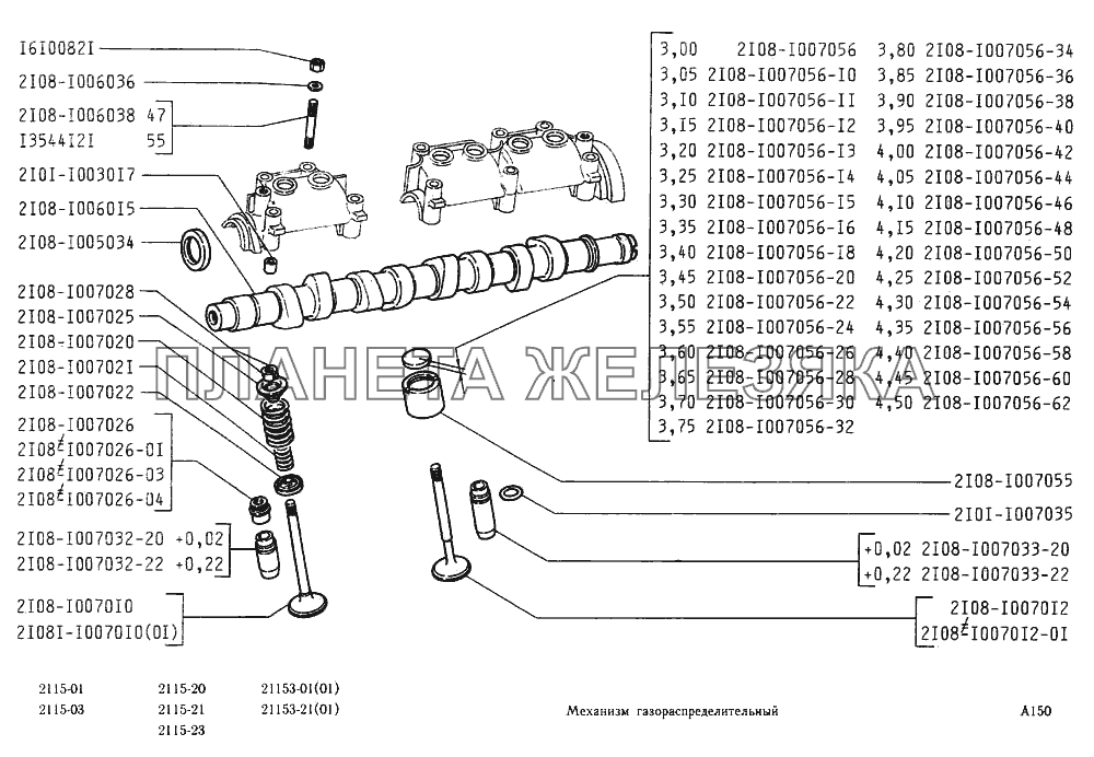 Механизм газораспределительный ВАЗ-2115