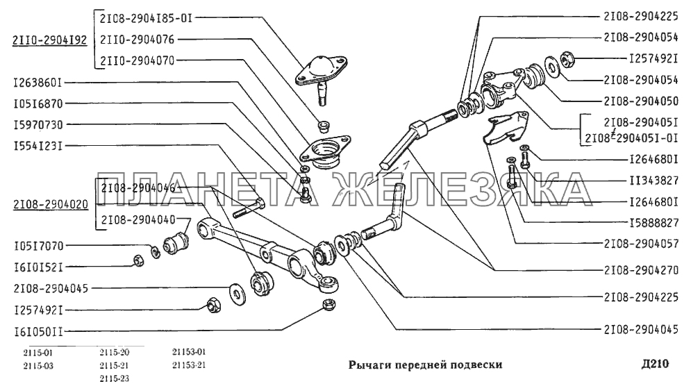 Рычаги передней подвески ВАЗ-2115