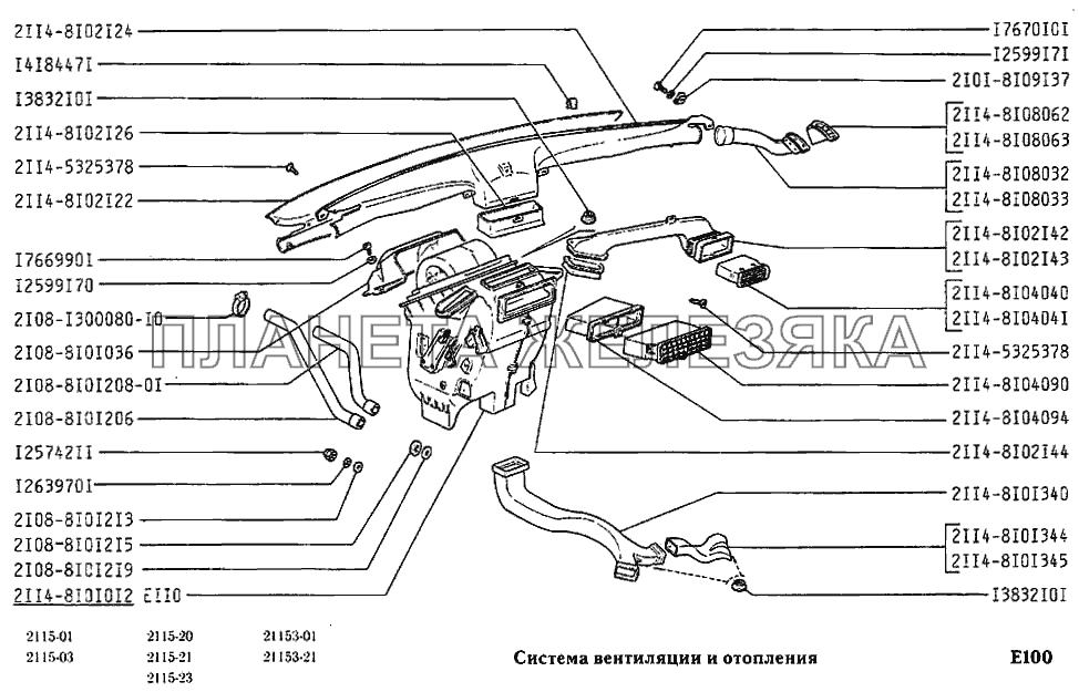 Система вентиляции и отопления ВАЗ-2115