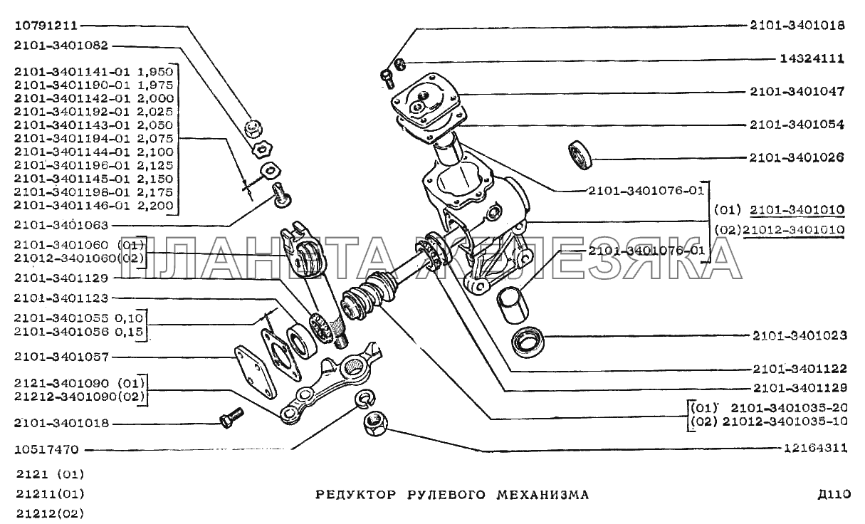 Редуктор рулевого механизма ВАЗ-2121