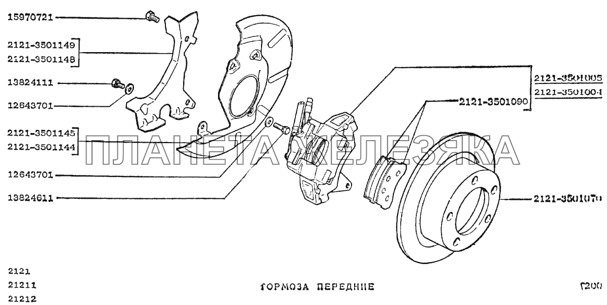 Тормоза передние ВАЗ-2121