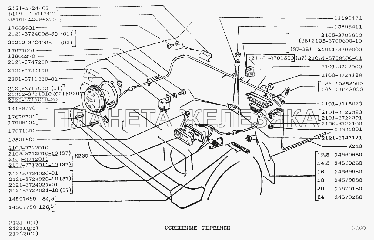 Освещение переднее ВАЗ-2121