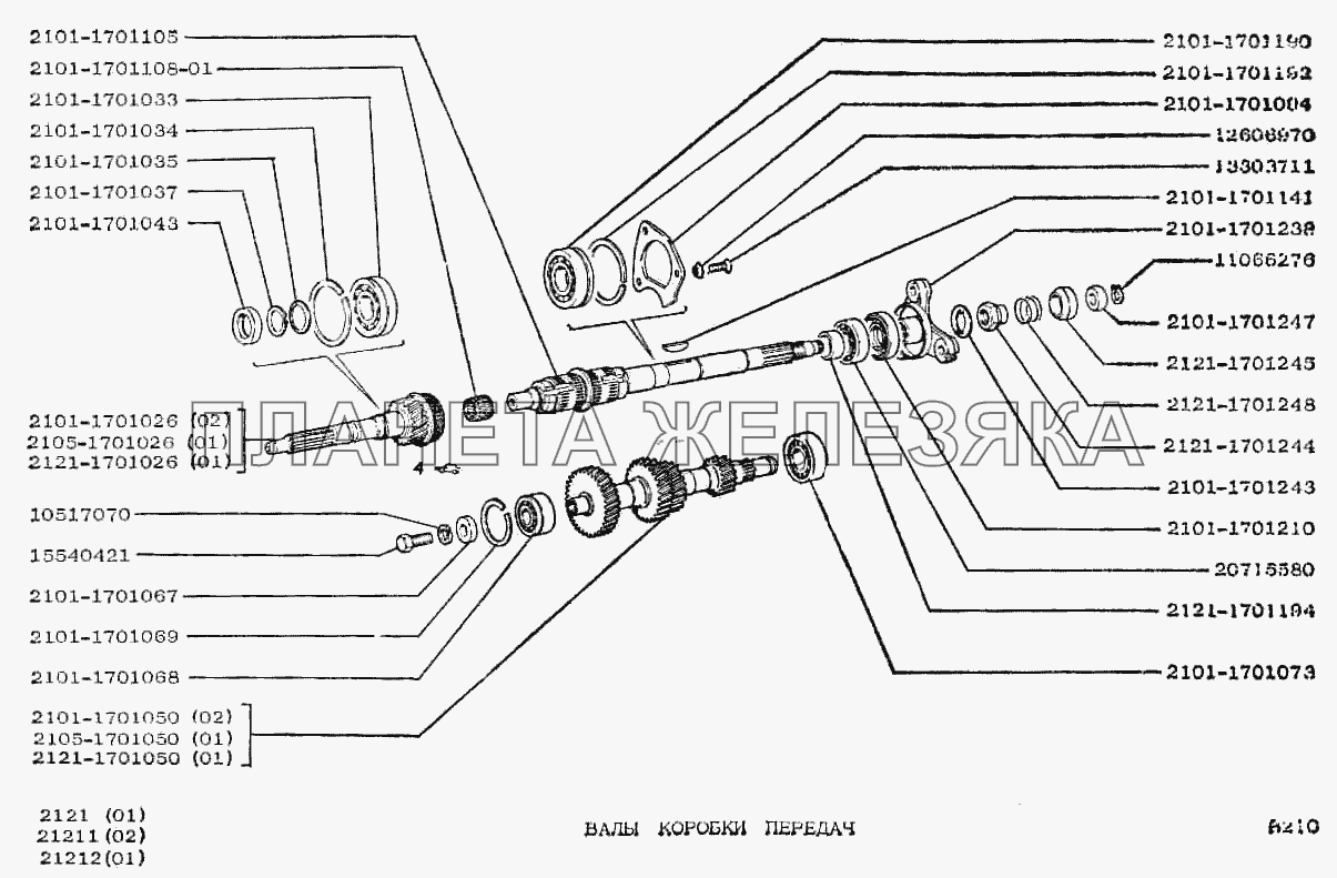 Валы коробки передач ВАЗ-2121