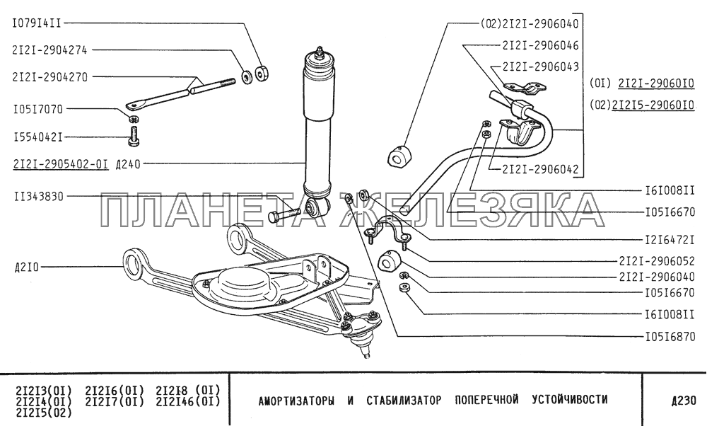 Амортизаторы и стабилизатор поперечной устойчивости ВАЗ-21213