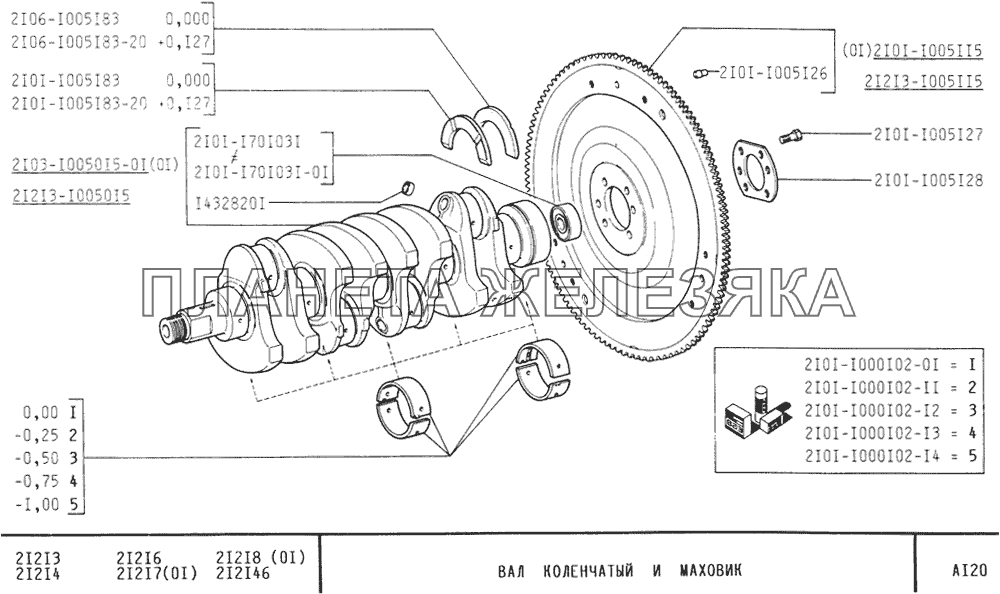 Вал коленчатый и маховик ВАЗ-21213