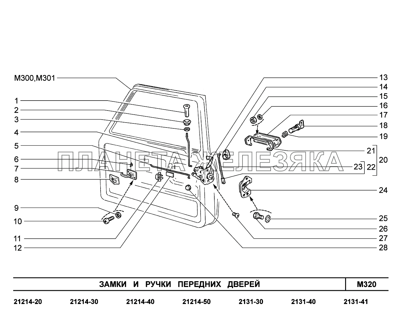 M320. Замки и ручки передних дверей LADA 4x4