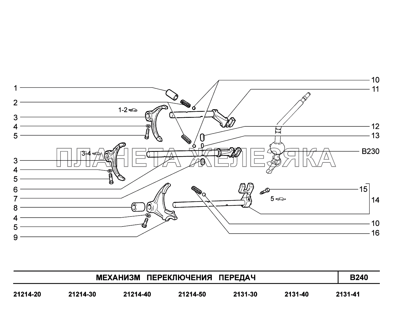B240. Механизм переключения передач LADA 4x4