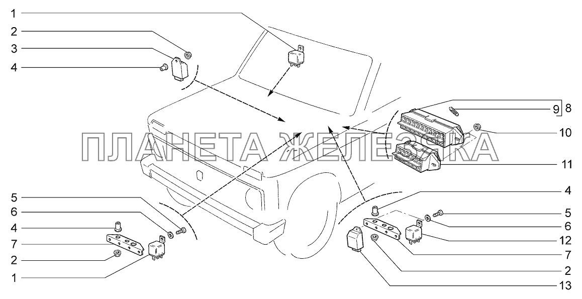Реле и блоки предохранителей LADA 4x4 M