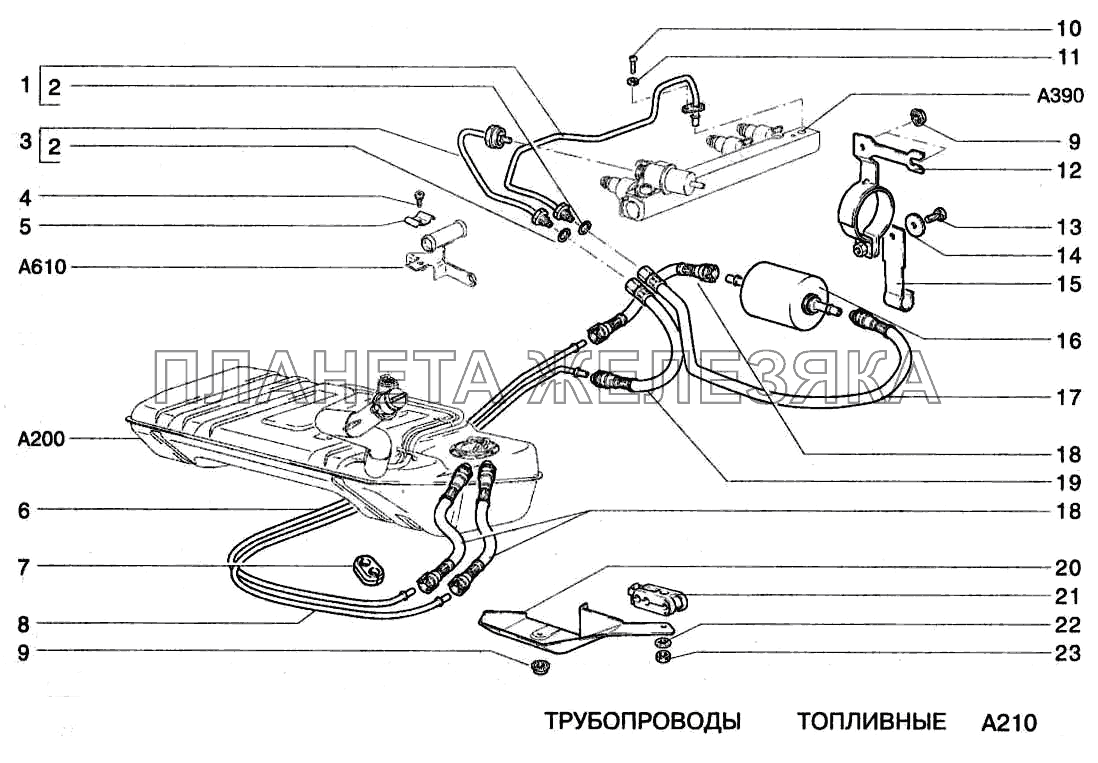 Трубопроводы топливные ВАЗ-2123