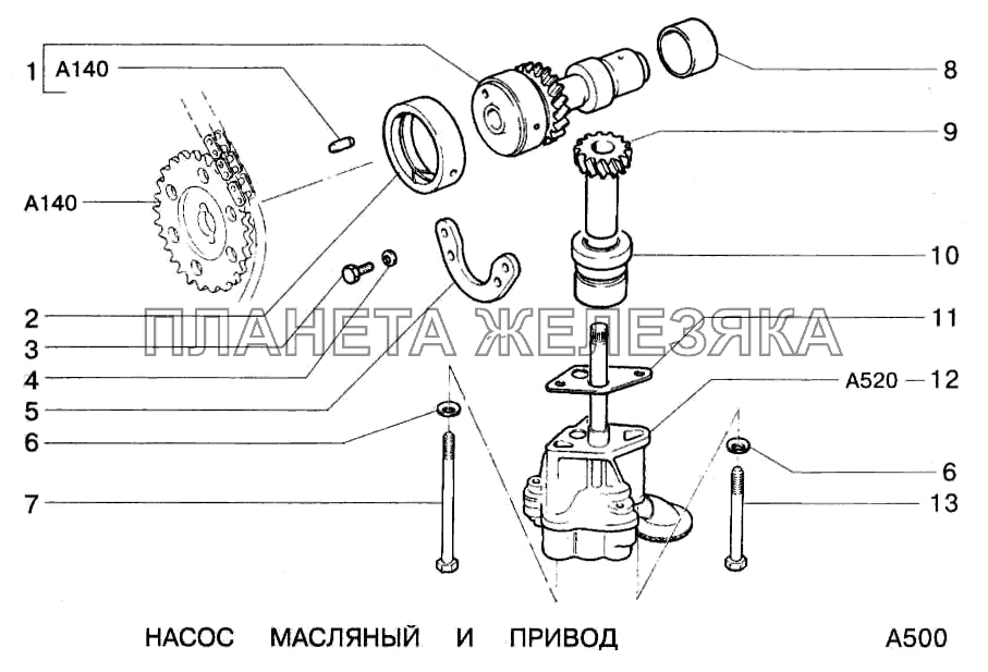 Насос масляный и привод ВАЗ-2123