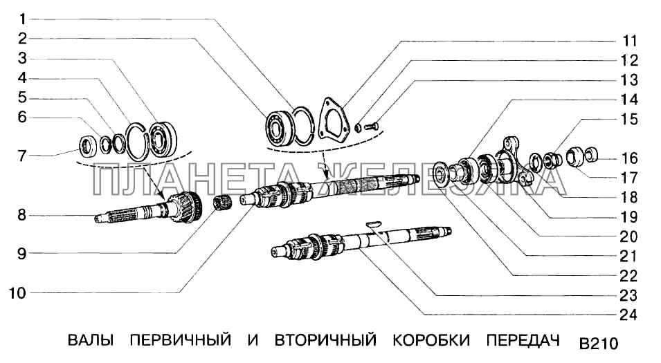 Валы первичный и вторичный коробки передач ВАЗ-2123 Валы первичный и вторичный коробки передач ВАЗ-2123