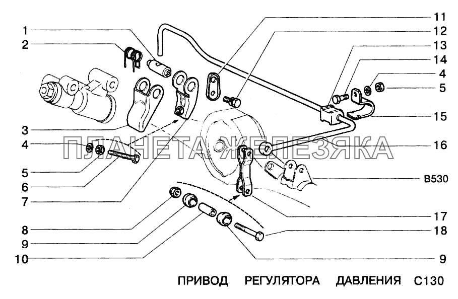 Привод регулятора давления ВАЗ-2123