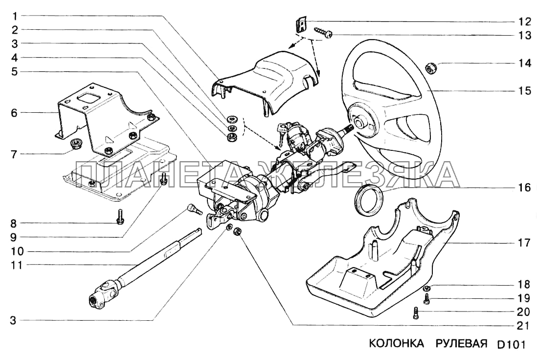 Снятие рулевой колонки Chevrolet Niva