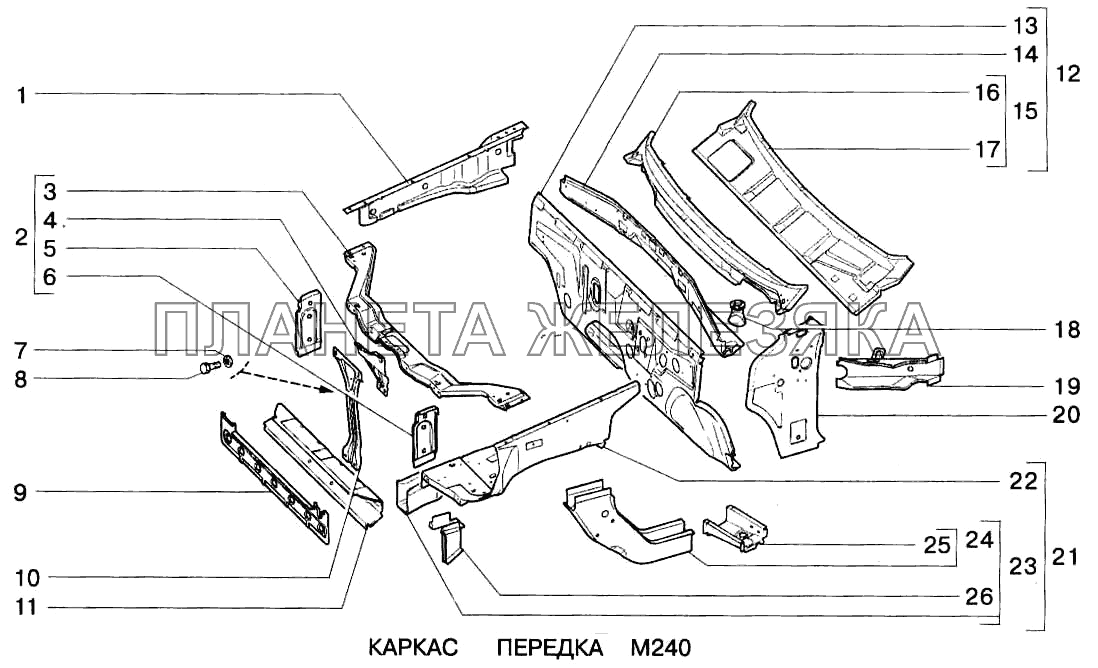 Каркас передка ВАЗ-2123