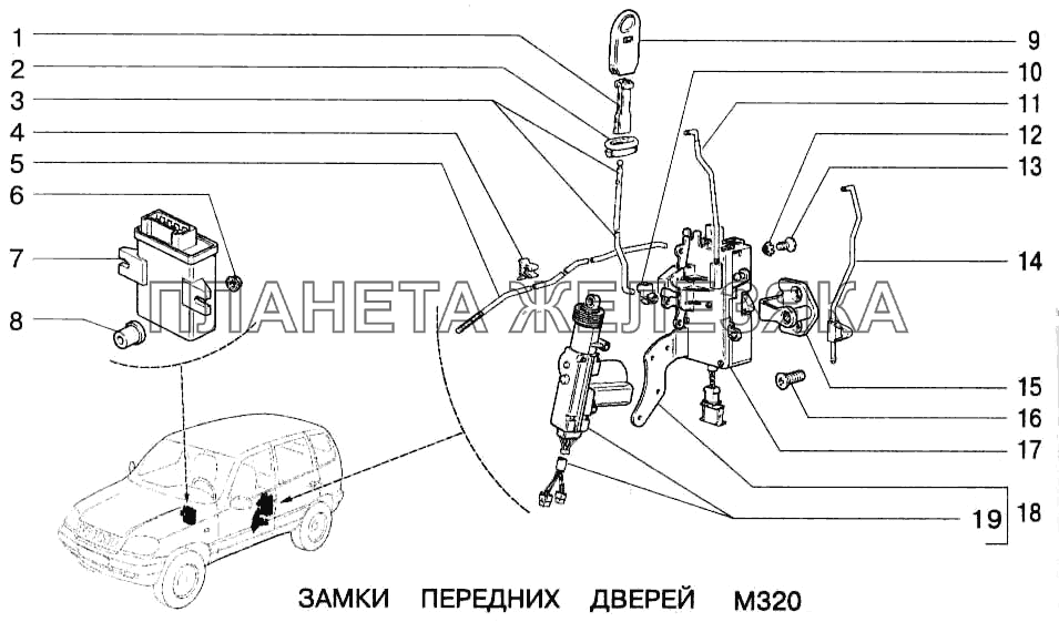 Замки передних дверей ВАЗ-2123