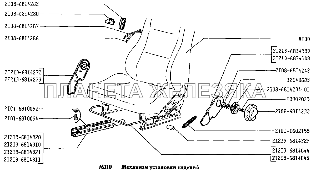 Механизм установки сидений ВАЗ-2131