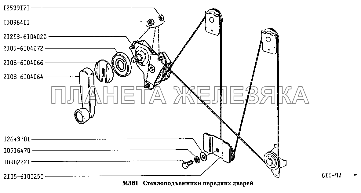 Стеклоподъемники передних дверей ВАЗ-2131