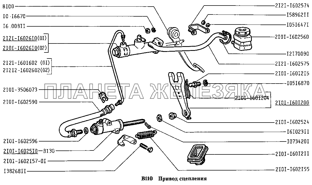 Привод сцепления ВАЗ-2131