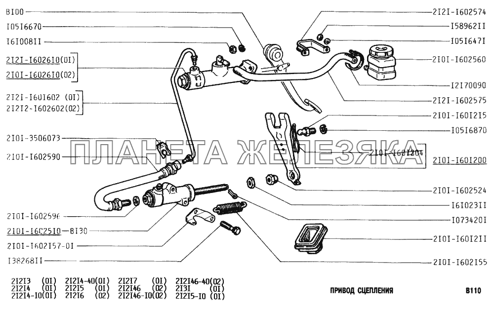 Привод сцепления ВАЗ-2131