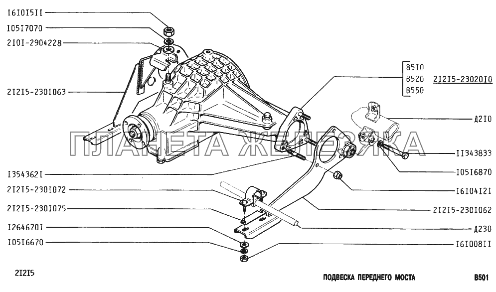 Подвеска переднего моста ВАЗ-2131