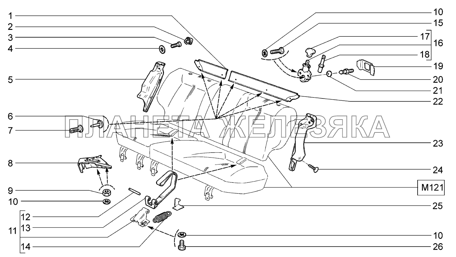 Механизм установки заднего сиденья ВАЗ-2170 