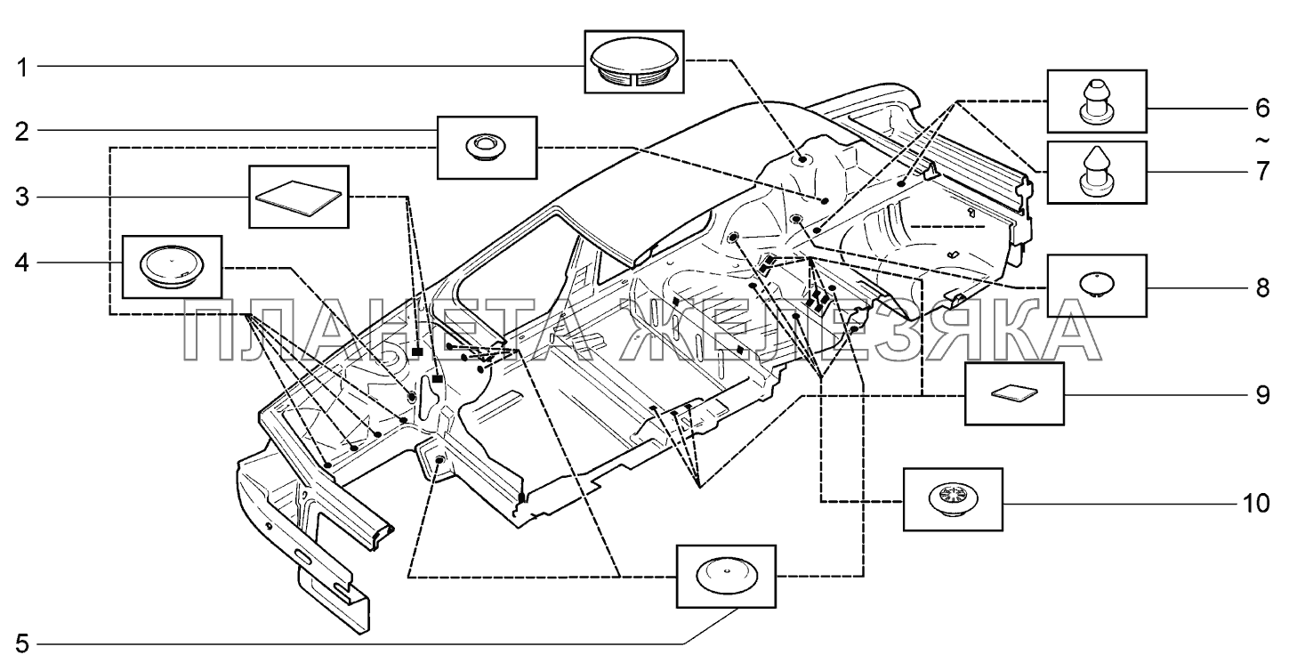 Схема установки заглушек ВАЗ-2170 