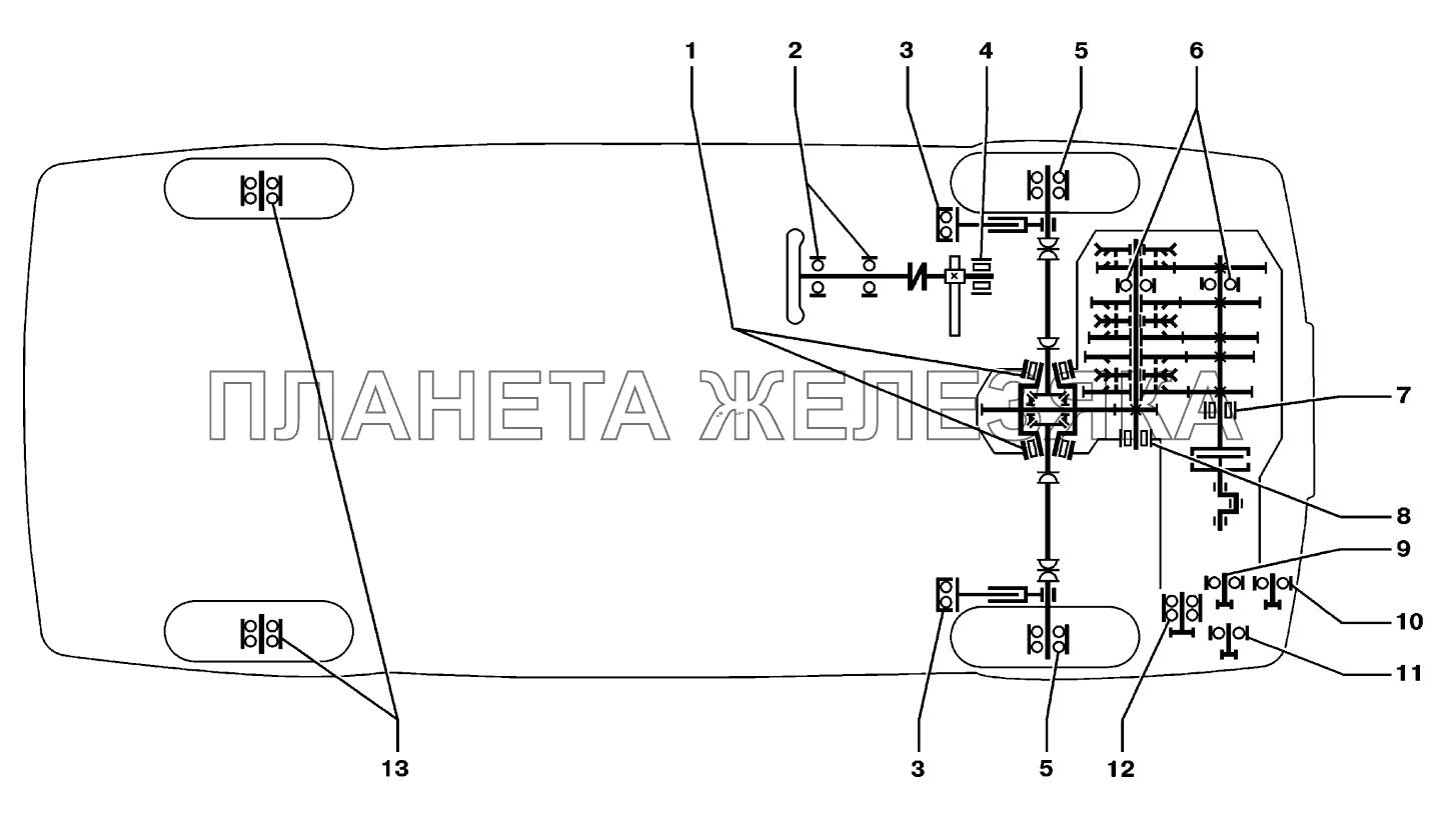Схема расположения подшипников качения ВАЗ-2170 