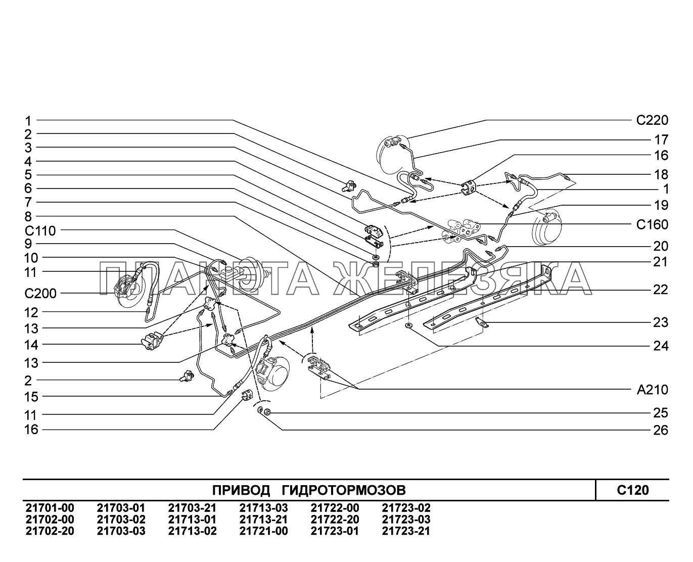 C120. Привод гидротормозов ВАЗ-2170 