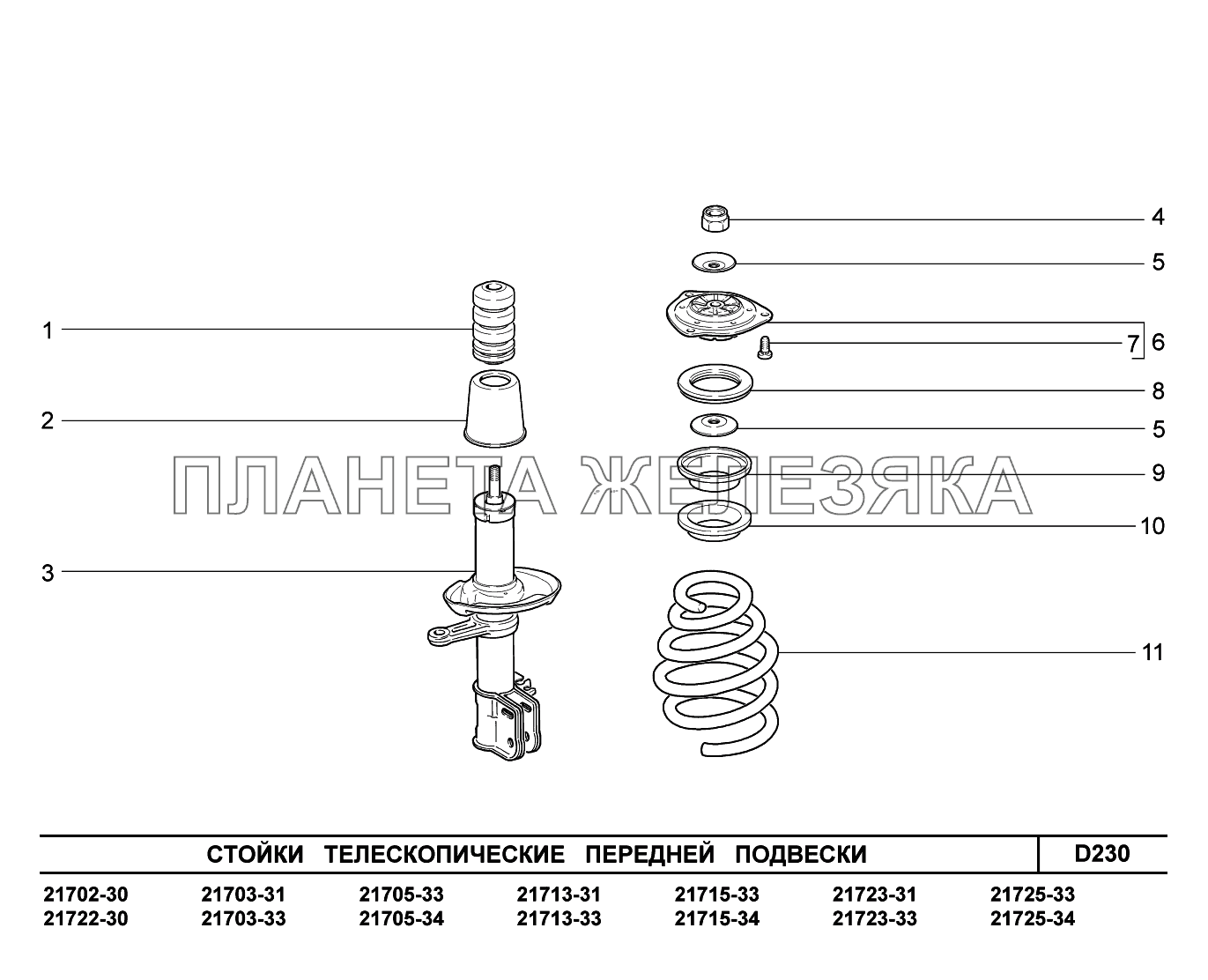 D230. Стойки телескопические передней подвески ВАЗ-2170 