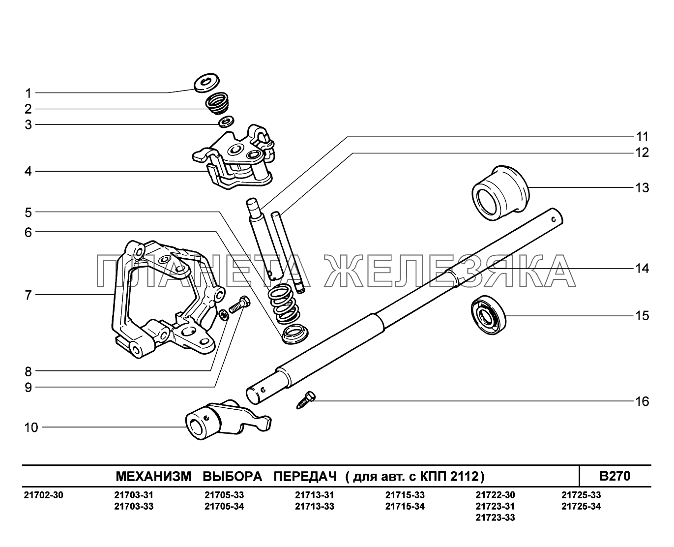 B270. Механизм выбора передач ВАЗ-2170 