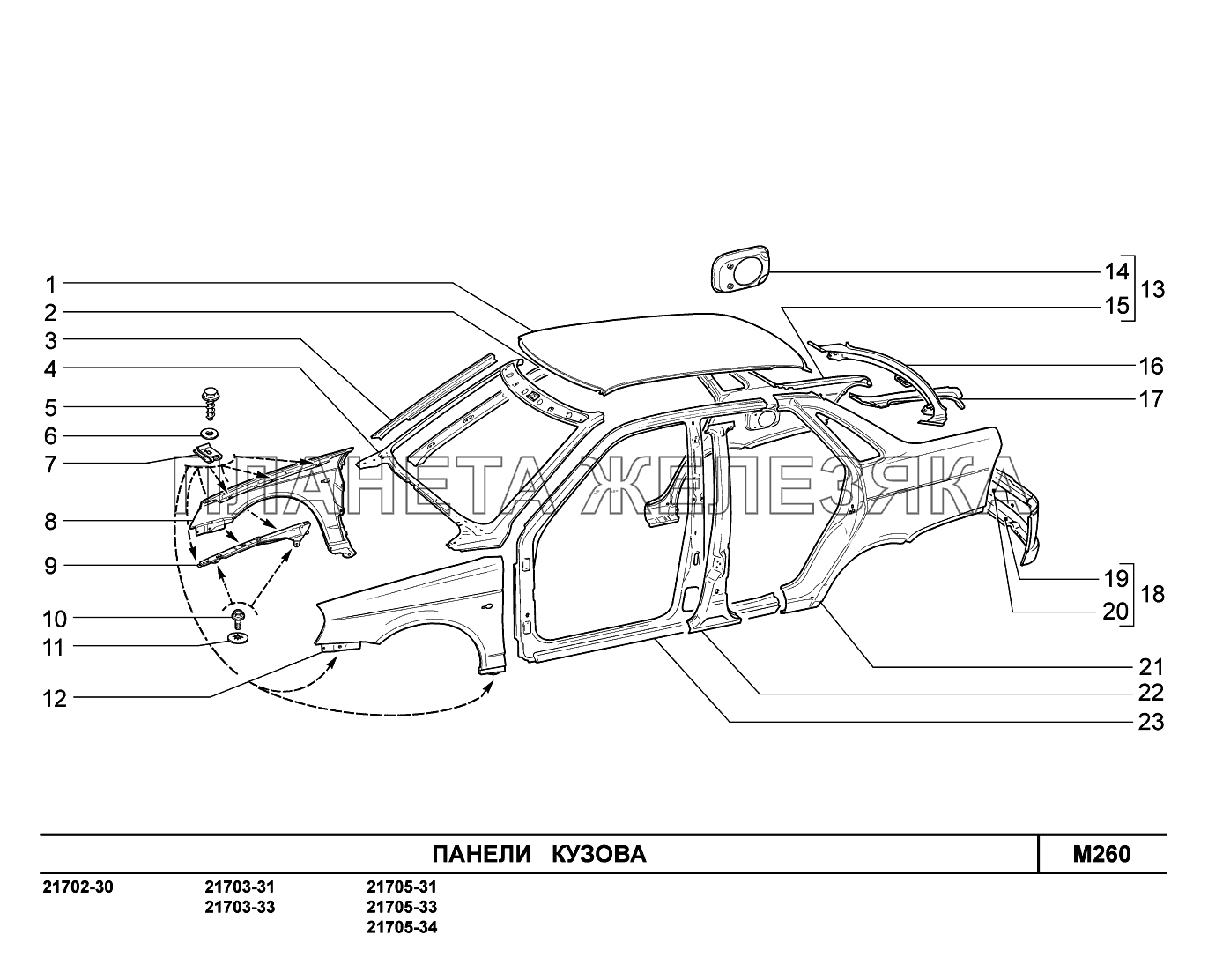 M260. Панели кузова ВАЗ-2170 