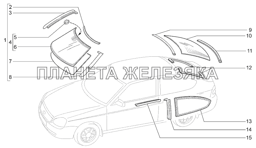 Окна LADA Priora Coupe