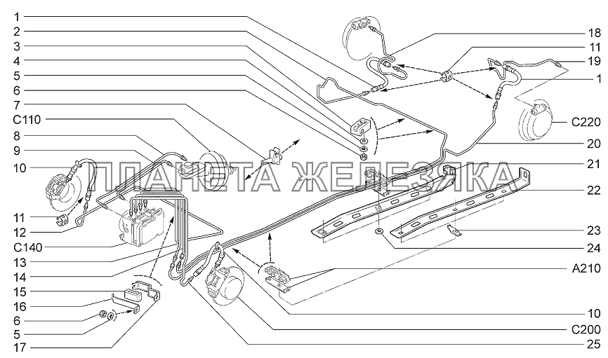 Привод гидротормозов LADA Priora Coupe