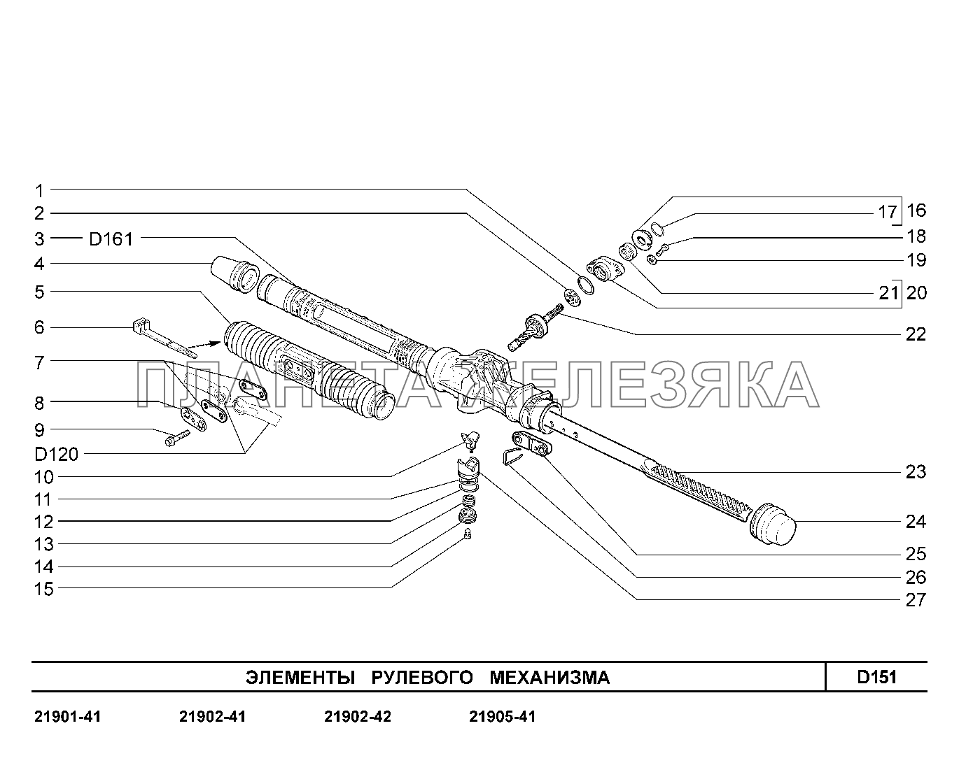 D151. Элементы рулевого механизма Lada Granta-2190