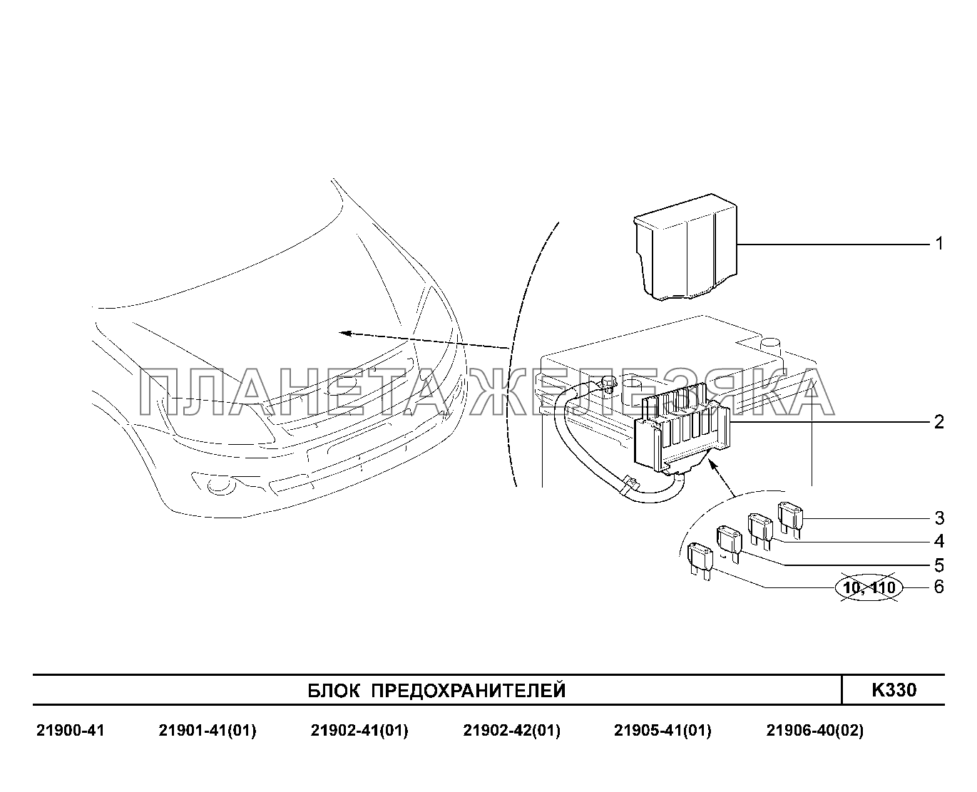K330. Блок предохранителей Lada Granta-2190
