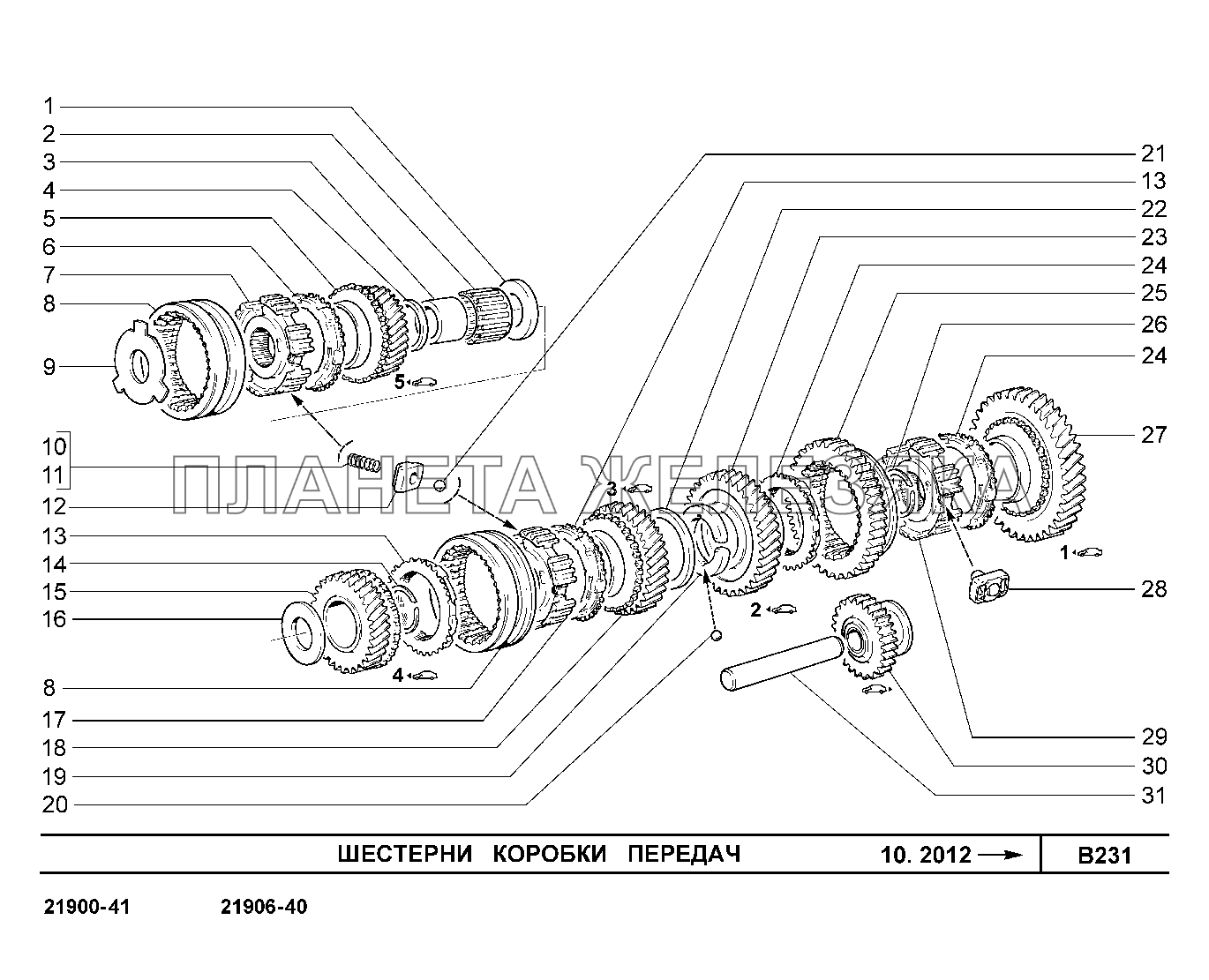 B231. Шестерни коробки передач с 10.2012 Lada Granta-2190